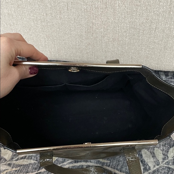 Coccinelle Shiny Olive Green Tote Bag As Is - Picture 4 of 13